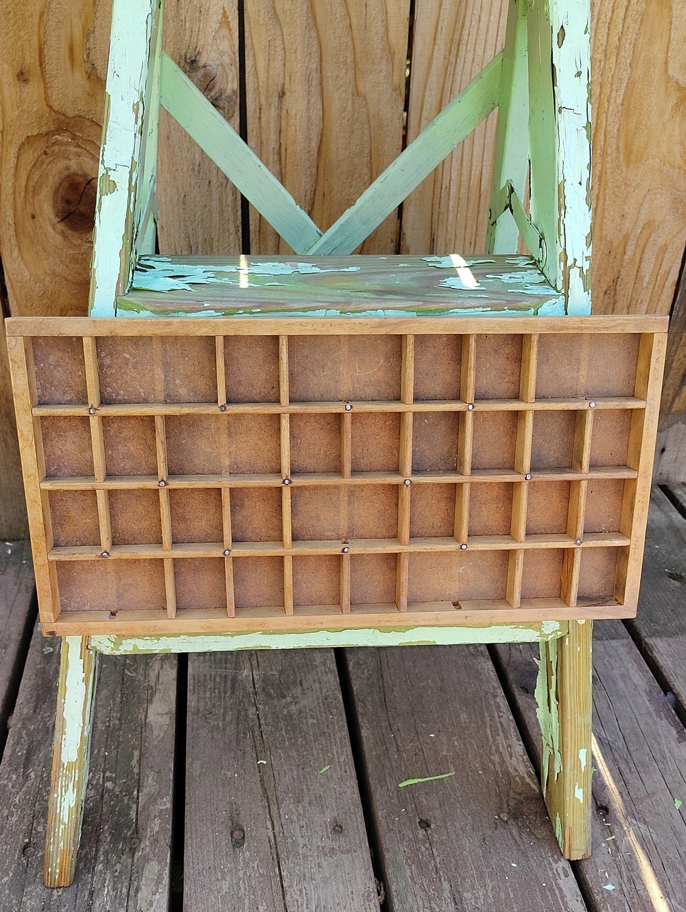 Antique Wood Compartment Organizer Tray - Letter Press Tray